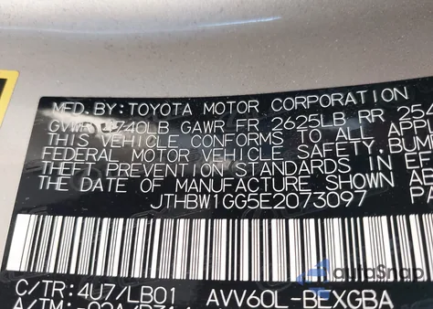 2014 Lexus Es 300H from USA, damaged, VIN JTHBW1GG5E2073097